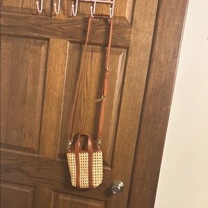 Brown and Tan Woven Handbag